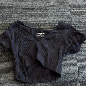 Garage Black Ribbed Crop Top